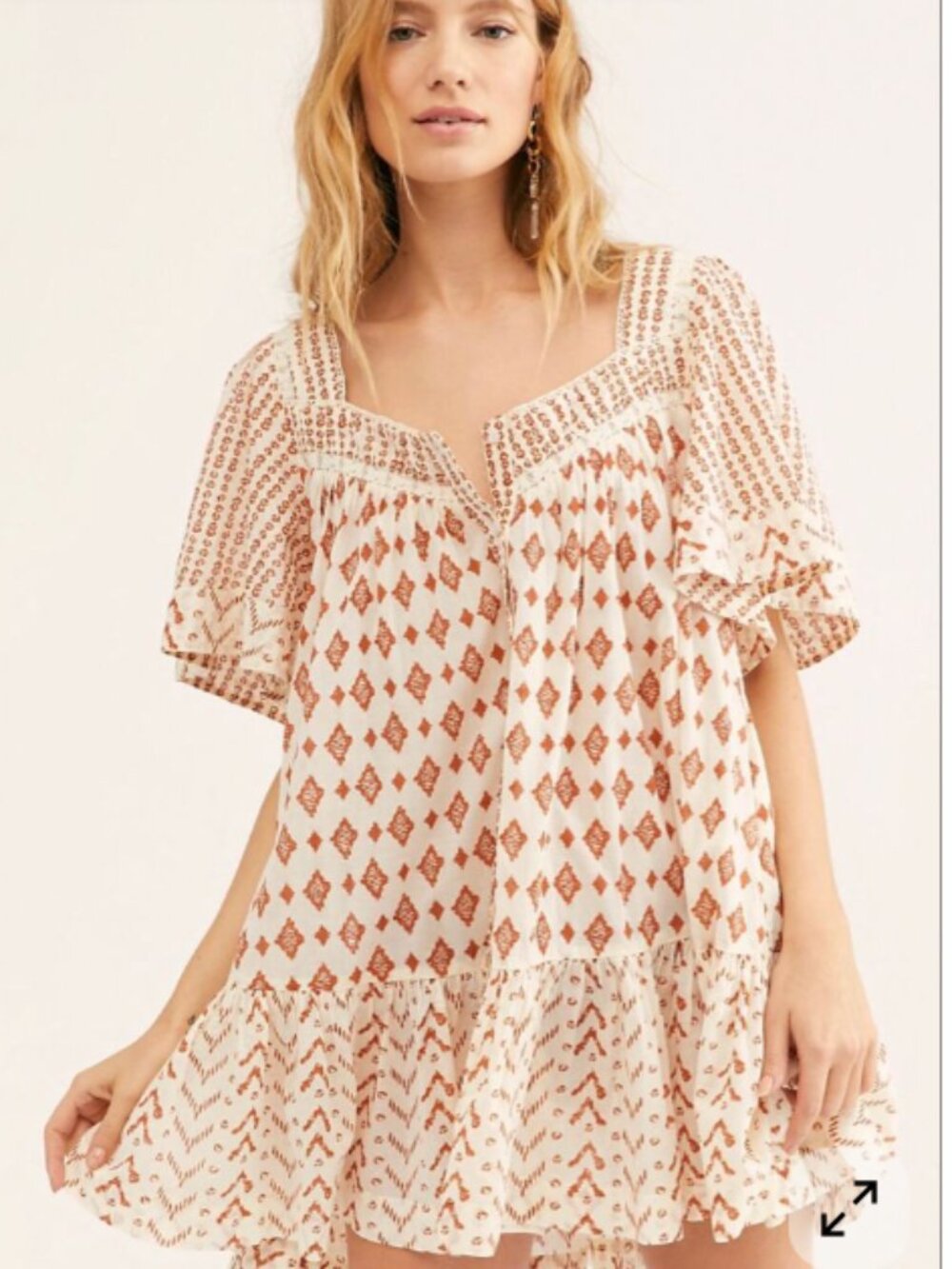 Free People Bohemian Western Flowy Hearts Desire Tunic Mini Dress